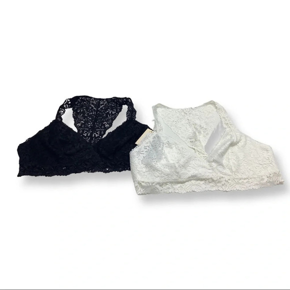BKK Chance Intimates & Sleepwear Lace Bralette Black & White NWT - Picture 1 of 5